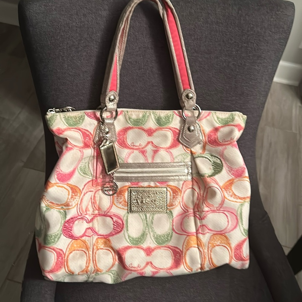 Coach multi colored tote bag.